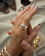Silver ring with gemstones. The model is Ame Ring in silver by Avelore Women's Rings