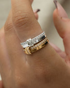 Silver ring with gemstones. The model is Ame Ring in silver by Avelore Women's Rings