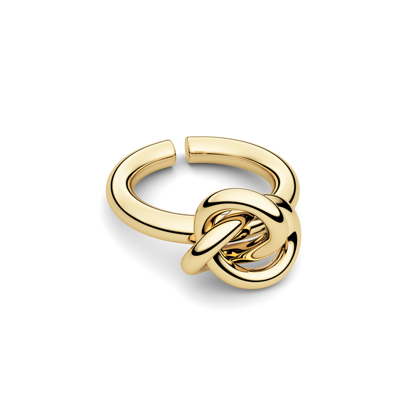 Gold knot ring by Avelore. The model is Veda Ring. Women's Rings.